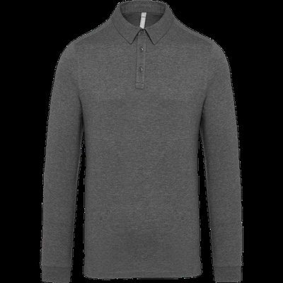 Polo jersey Manga larga para hombre Grey Heather 3XL