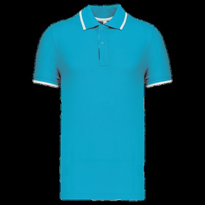 Polo manga corta 100% algodón piqué Light Turquoise / White / Navy XL