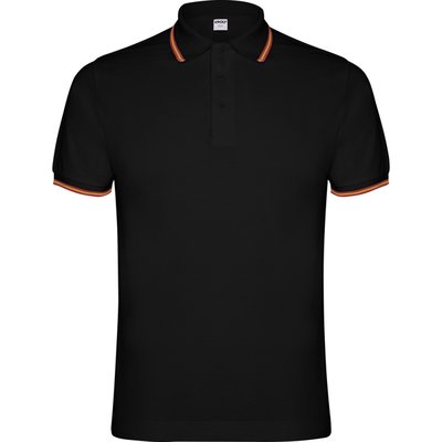 Polo de manga corta Adorno de bandera Negro 3Xl