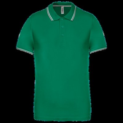 Polo de manga corta algodón Kelly Green/Light Grey/White L