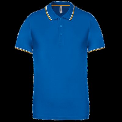 Polo de manga corta algodón Light Royal Blue/Yellow/White M