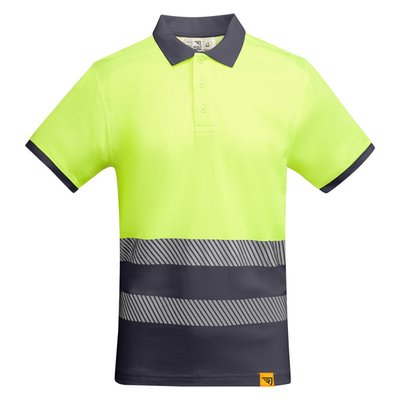 Polo Manga Corta Alta Visibilidad Plomo/Amarillo Fluor 3Xl