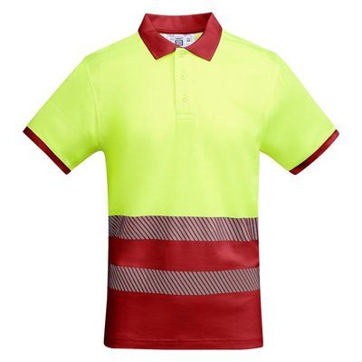 Polo Manga Corta Alta Visibilidad Rojo Laboral/Amarillo Flúor 3Xl