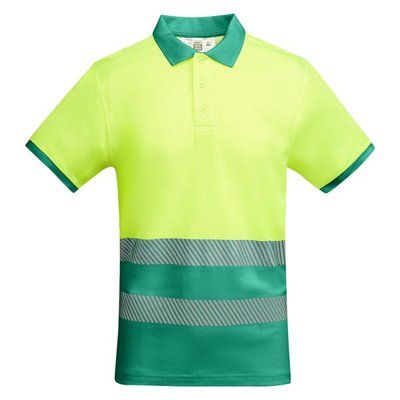 Polo Manga Corta Alta Visibilidad Verde Jardín/Amarillo Flúor S