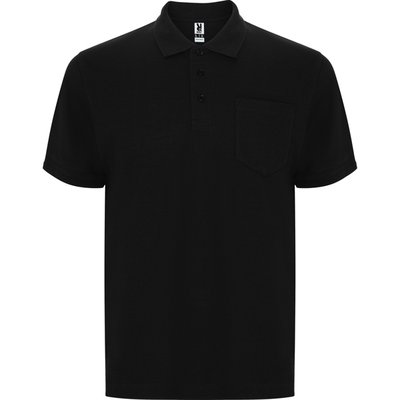 Polo Manga Corta con Bolsillo Negro XL