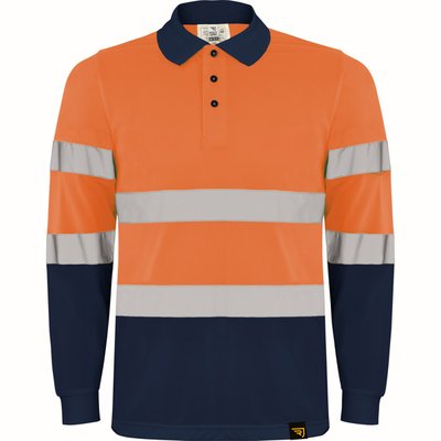 Polo Manga Larga Alta Visibilidad Marino/Naranja Fluor S