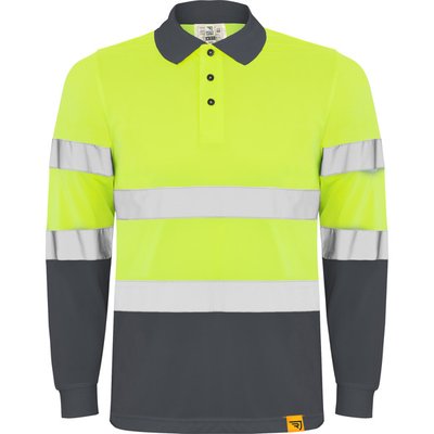Polo Manga Larga Alta Visibilidad Plomo/Amarillo Fluor L