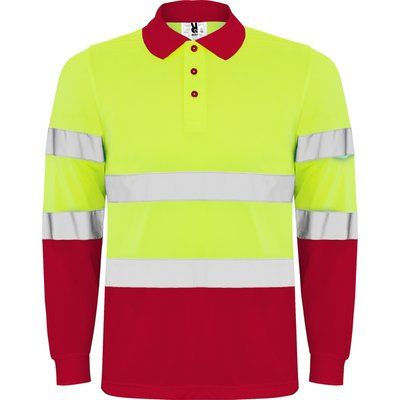 Polo Manga Larga Alta Visibilidad ROJO LABORAL/AMARILLO FLÚOR 4XL