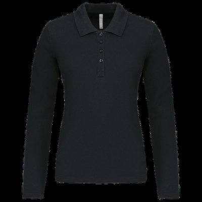 Polo de manga larga entallado mujer Black S