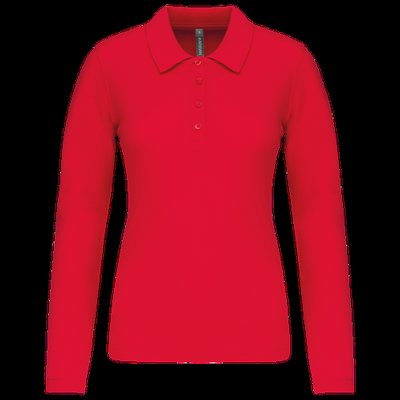 Polo de manga larga entallado mujer Red 3XL
