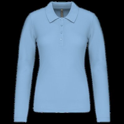 Polo de manga larga entallado mujer Sky Blue L
