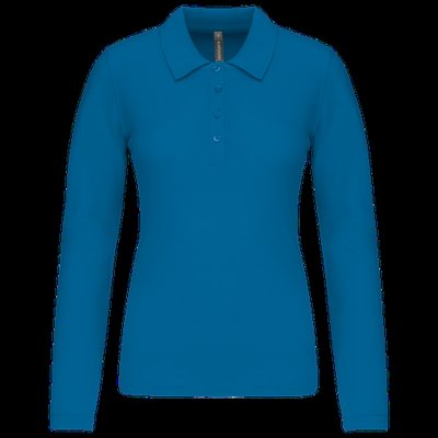Polo de manga larga entallado mujer Tropical Blue L