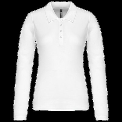 Polo de manga larga entallado mujer White L