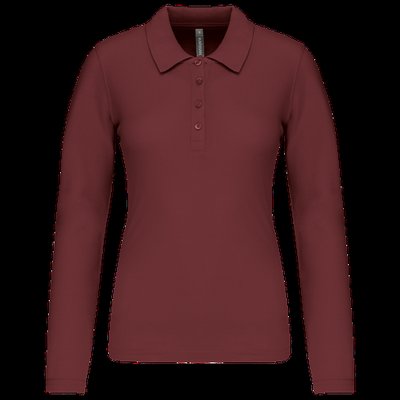 Polo de manga larga entallado mujer Wine Xl