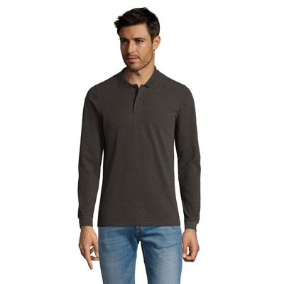 Polo Manga Larga Hombre 180g Antracita Mezcla 3Xl