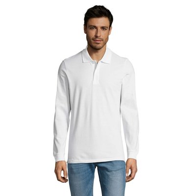 Polo Manga Larga Hombre 180g Blanco M