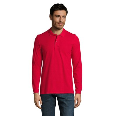 Polo Manga Larga Hombre 180g Rojo L