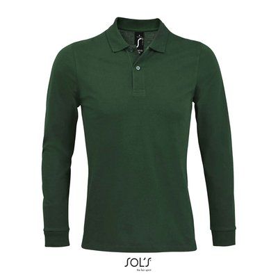 Polo Manga Larga Hombre 180g Verde Botella Oscuro Xxl