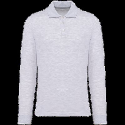Polo manga larga hombre algodón piqué Ash Heather 4XL