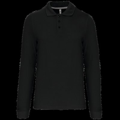 Polo manga larga hombre algodón piqué Black S