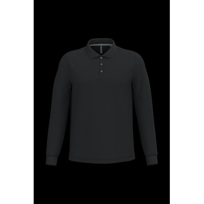 Polo manga larga hombre algodón piqué Black Xxl