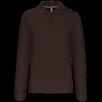 Polo manga larga hombre algodón piqué CHOCOLATE 3XL