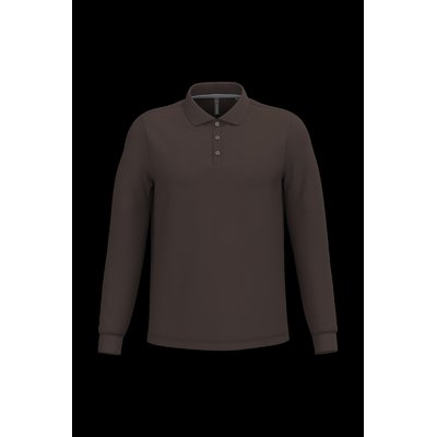 Polo manga larga hombre algodón piqué Chocolate S
