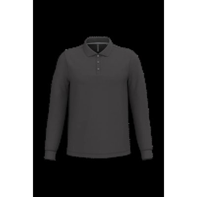 Polo manga larga hombre algodón piqué Dark Grey 4Xl
