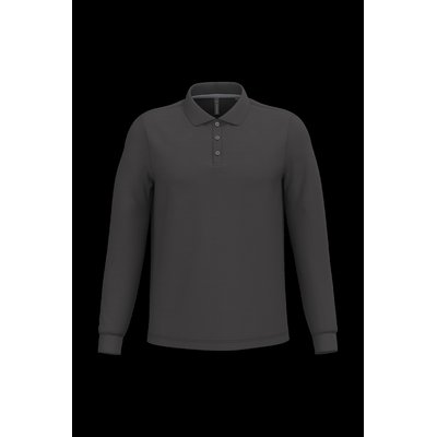 Polo manga larga hombre algodón piqué Dark Grey L
