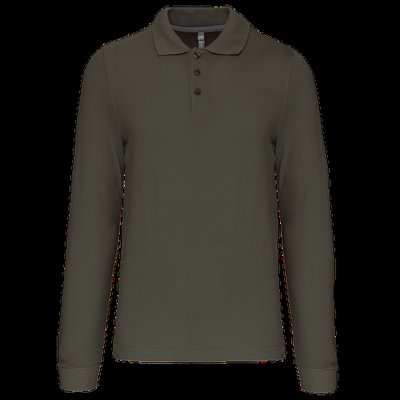 Polo manga larga hombre algodón piqué Dark Khaki S