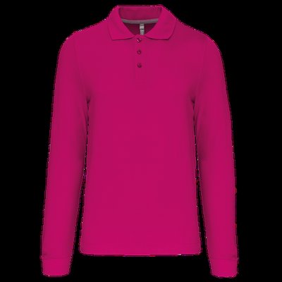 Polo manga larga hombre algodón piqué Fuchsia 3XL