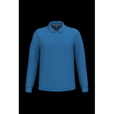 Polo manga larga hombre algodón piqué Light Royal Blue L