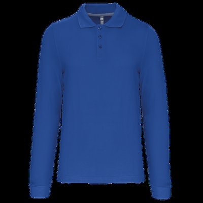 Polo manga larga hombre algodón piqué Light Royal Blue M