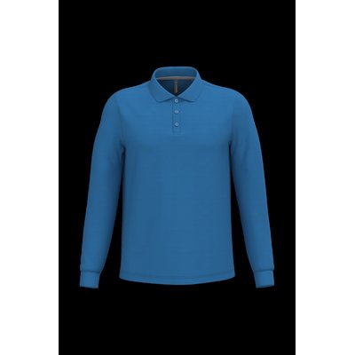 Polo manga larga hombre algodón piqué Light Royal Blue Xl