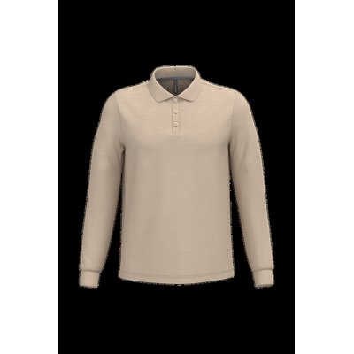 Polo manga larga hombre algodón piqué Light Sand 4Xl