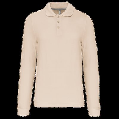Polo manga larga hombre algodón piqué Light Sand M