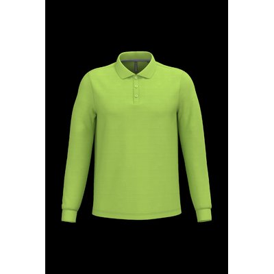 Polo manga larga hombre algodón piqué Lime S