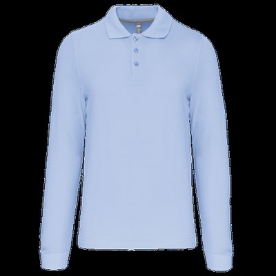 Polo manga larga hombre algodón piqué Sky Blue 4XL