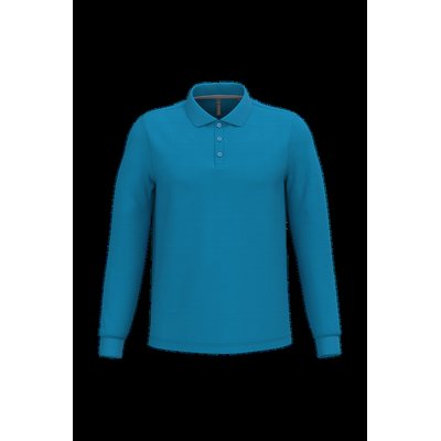 Polo manga larga hombre algodón piqué Tropical Blue S