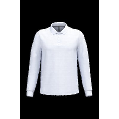 Polo manga larga hombre algodón piqué White 4Xl