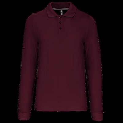 Polo manga larga hombre algodón piqué Wine L