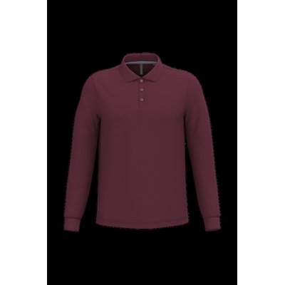 Polo manga larga hombre algodón piqué Wine Xxl