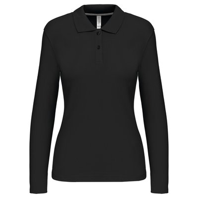 Polo manga larga mujer algodón lavable Black L