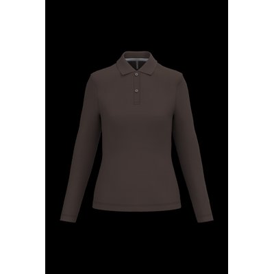 Polo manga larga mujer algodón lavable Chocolate L