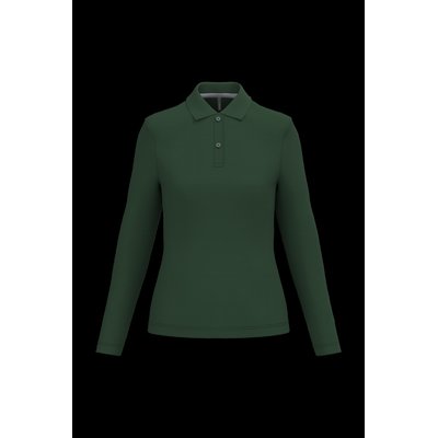 Polo manga larga mujer algodón lavable Forest Green L