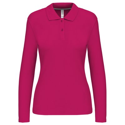 Polo manga larga mujer algodón lavable Fuchsia M