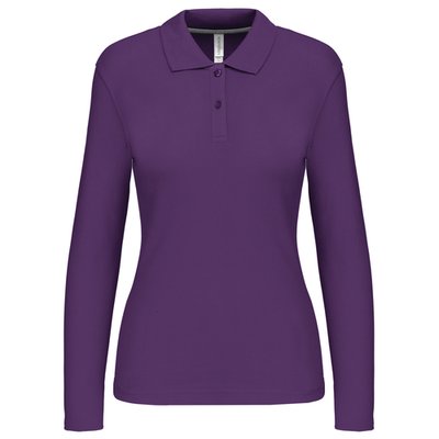 Polo manga larga mujer algodón lavable Purple S