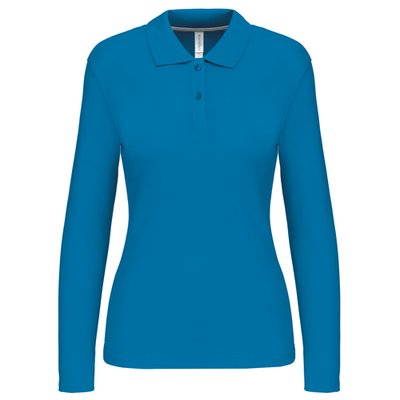Polo manga larga mujer algodón lavable Tropical Blue S