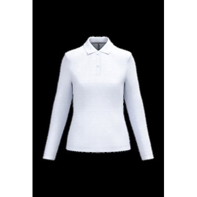 Polo manga larga mujer algodón lavable White L