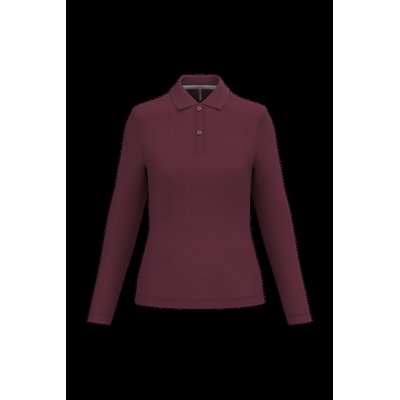 Polo manga larga mujer algodón lavable Wine L